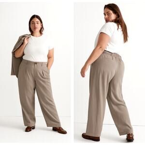 MADEWELL The Plus Neale Straight-Leg Pant Drapeweave Taupe Sz 20 NWT $98 {3N9}